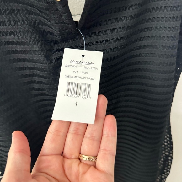 Good American V Neck Gold Studs Mesh Midi Dress Size 1 - Picture 5 of 8